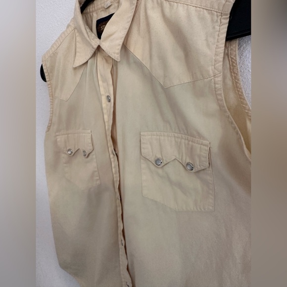 Pale Yellow Vintage Western Button Up Tank - Picture 3 of 7